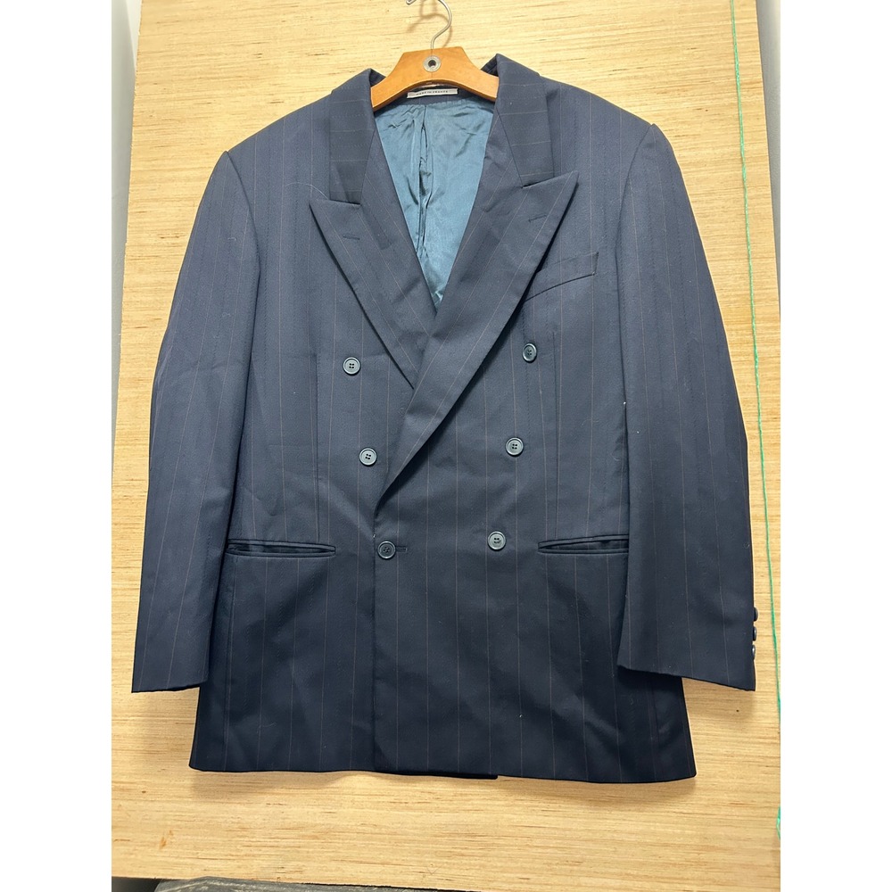 Maison Blanche Navy Pinstripe Double Breasted Blazer Made in France Mens 42‎